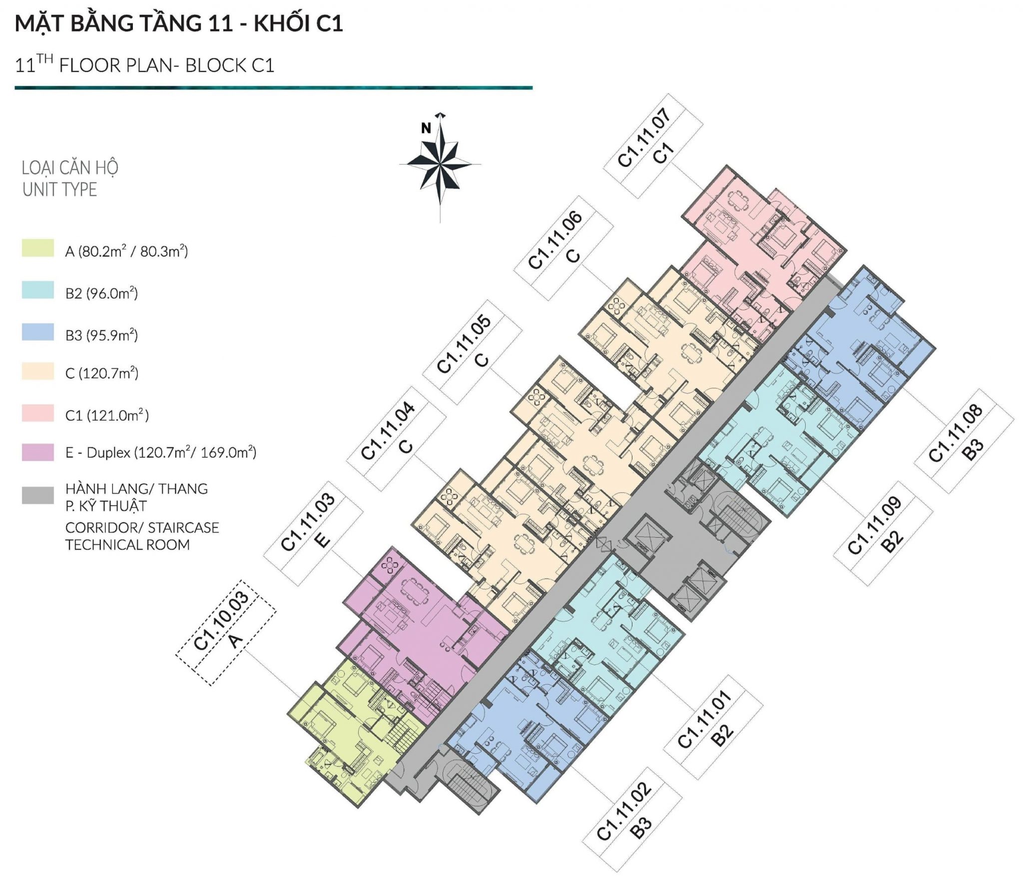 Diamond Centery - Tháp C1 - Tầng 11