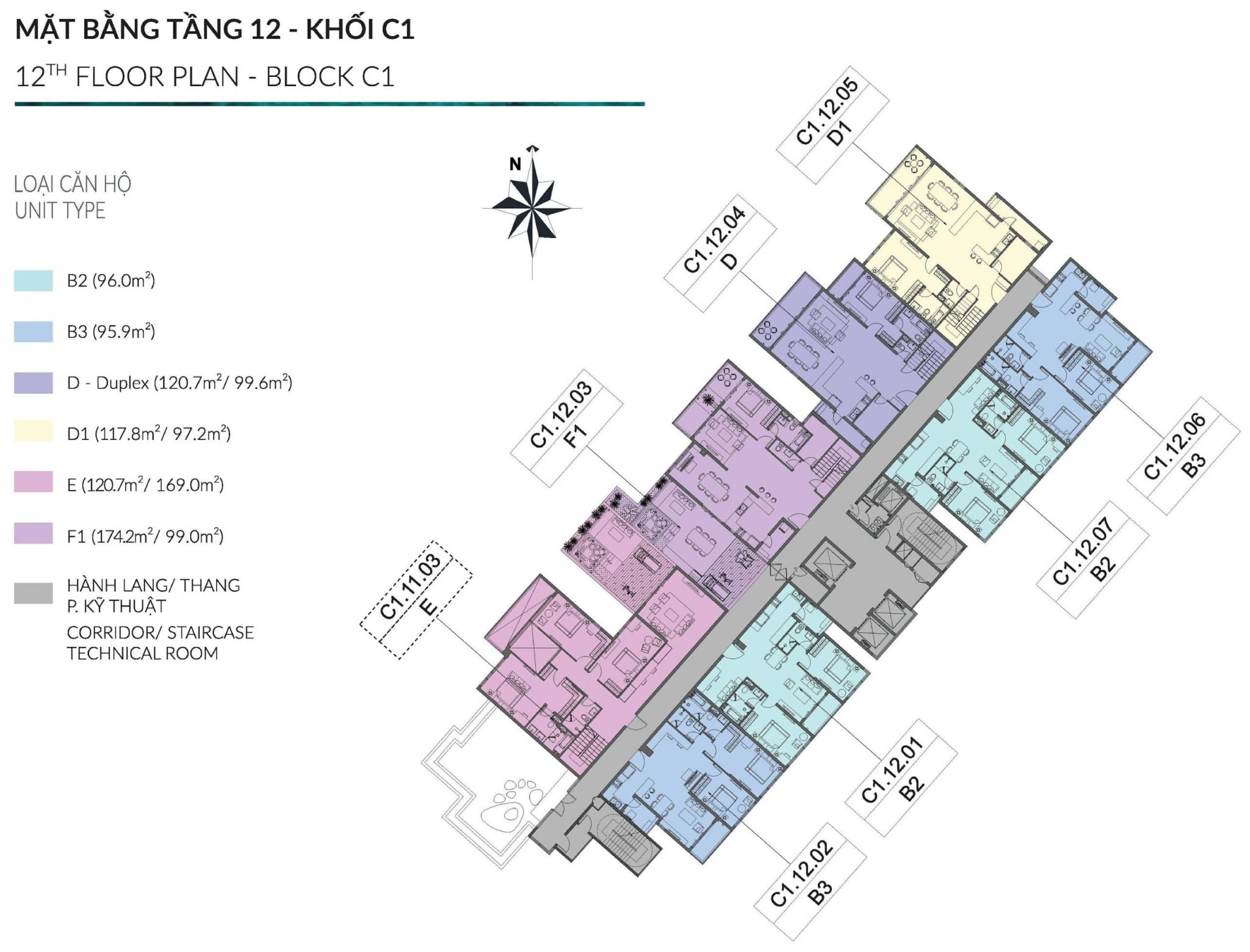 Diamond Centery - Tháp C1 - Tầng 12
