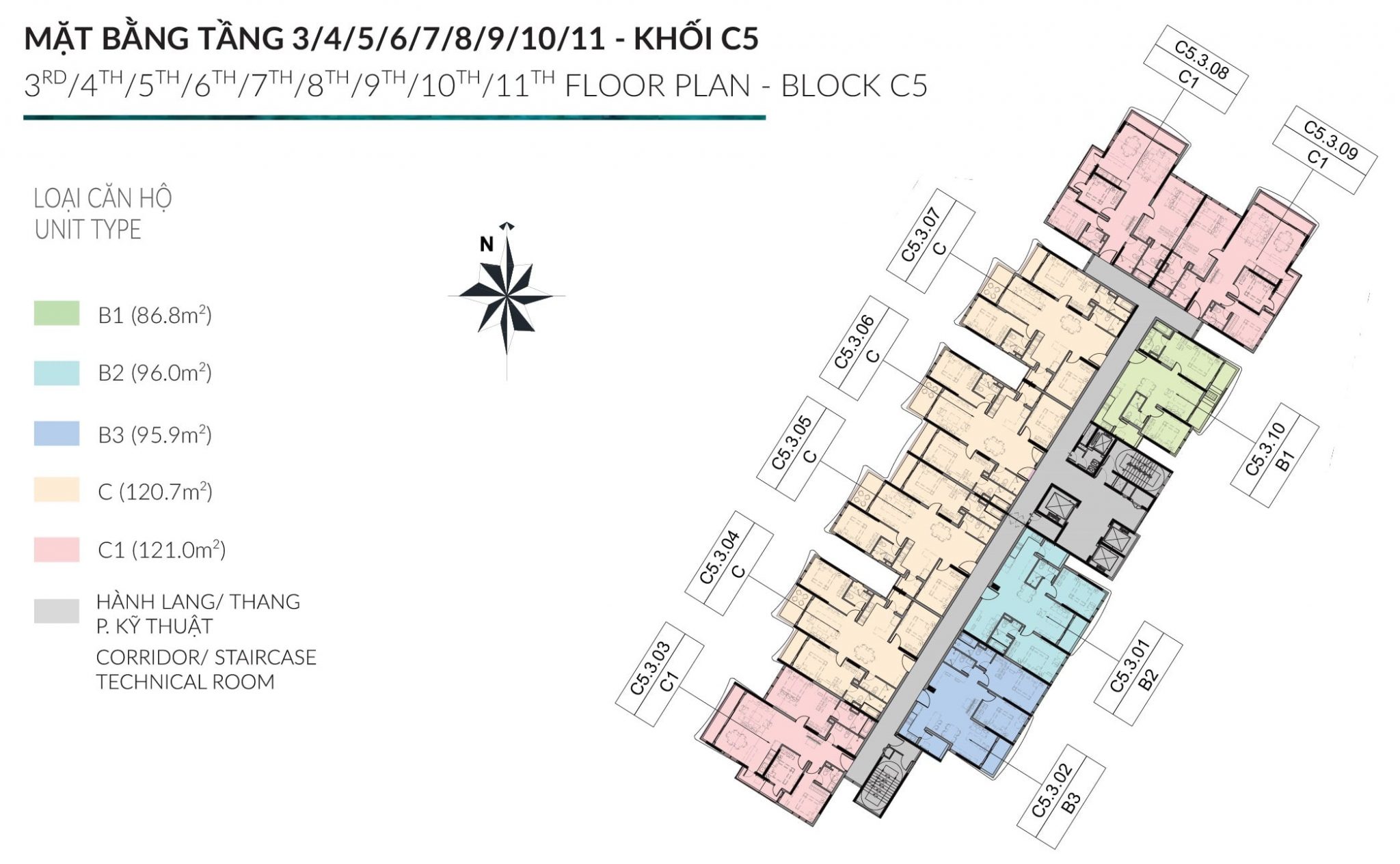 Diamond Centery - Tháp C5 - Tầng 3-11